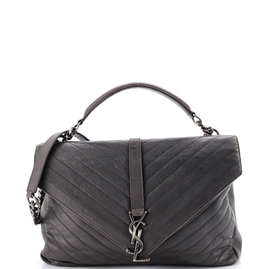 Classic Monogram College Bag Matelasse Chevron Leather Large