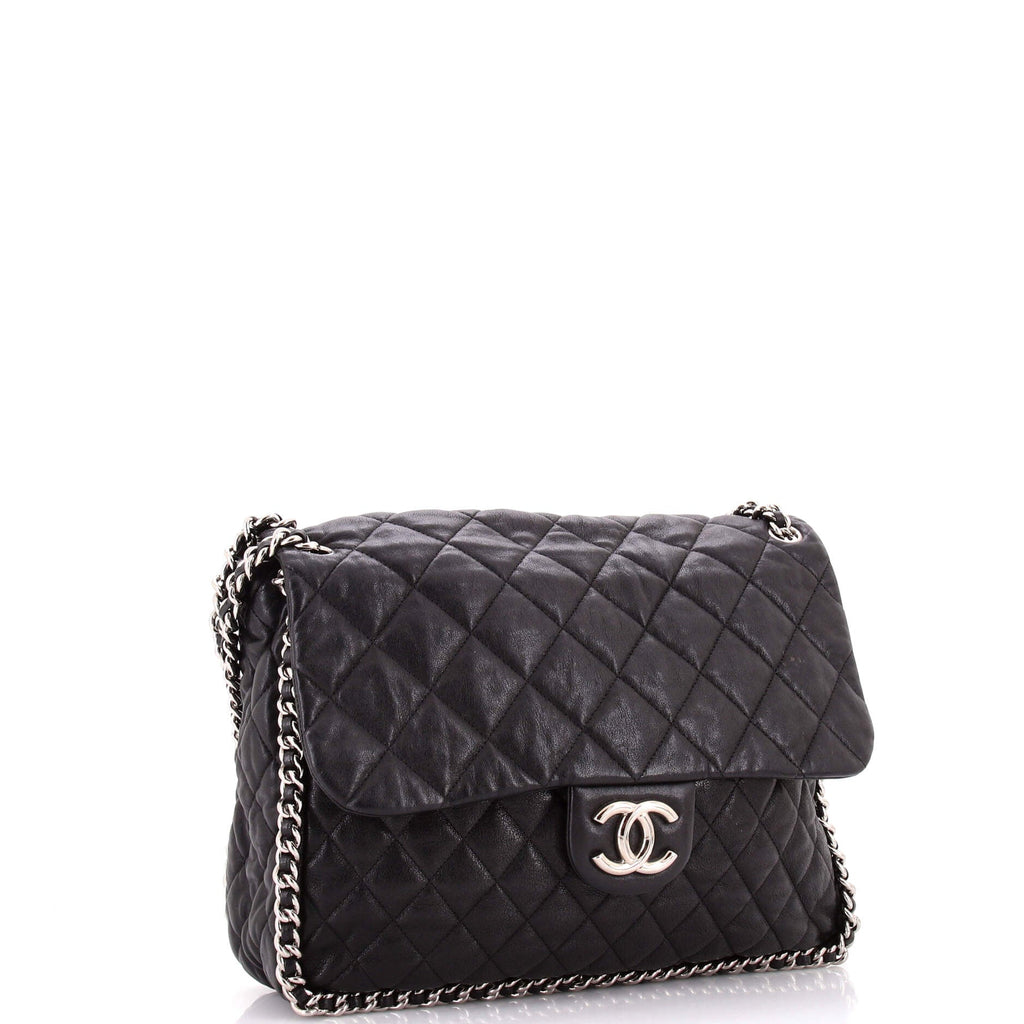 Chain Around Flap Bag Quilted Leather Maxi