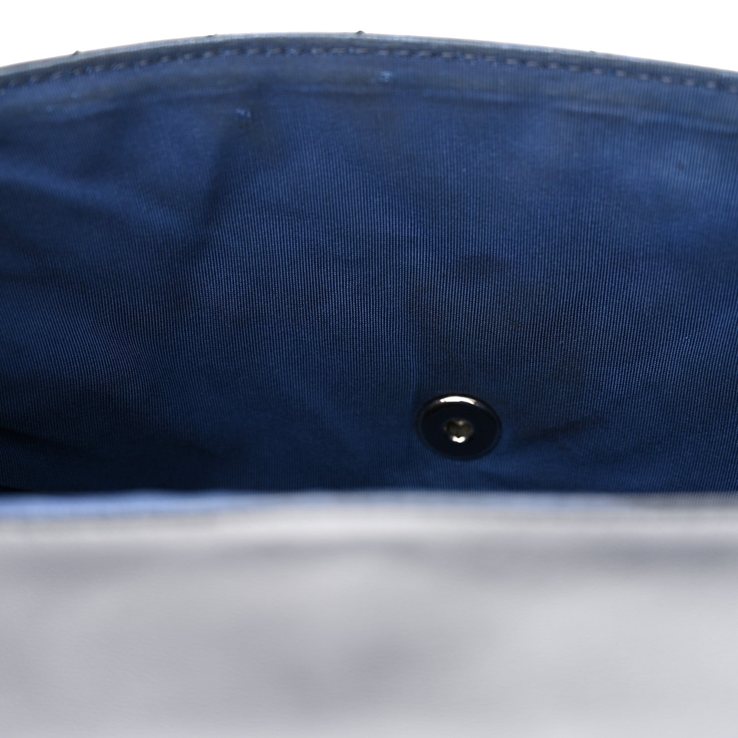Lambskin Chevron Quilted Single Flap Navy Blue