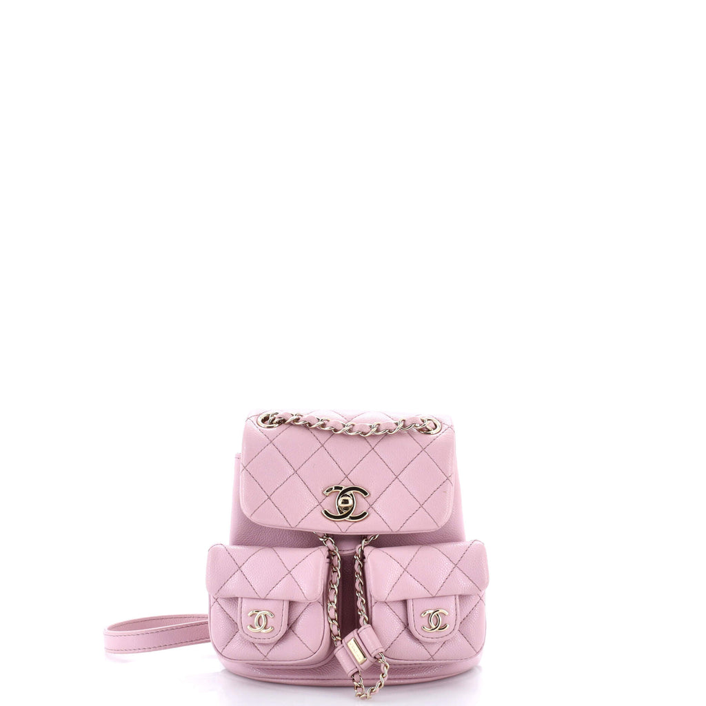 Duma Pockets Drawstring Backpack Quilted Caviar Mini