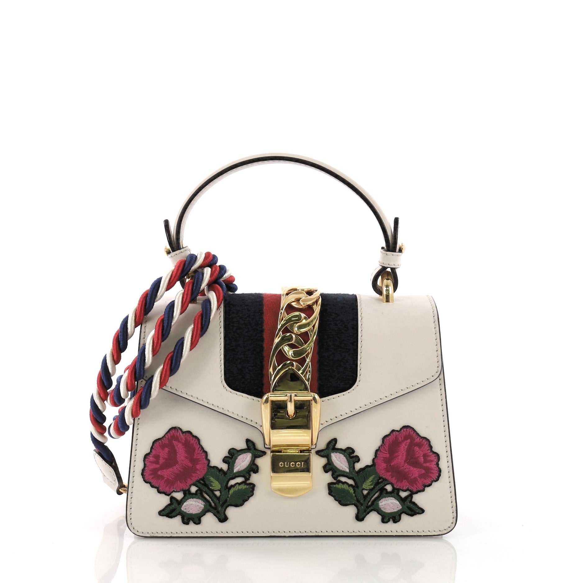 Sylvie Top Handle Bag Embroidered Leather Mini