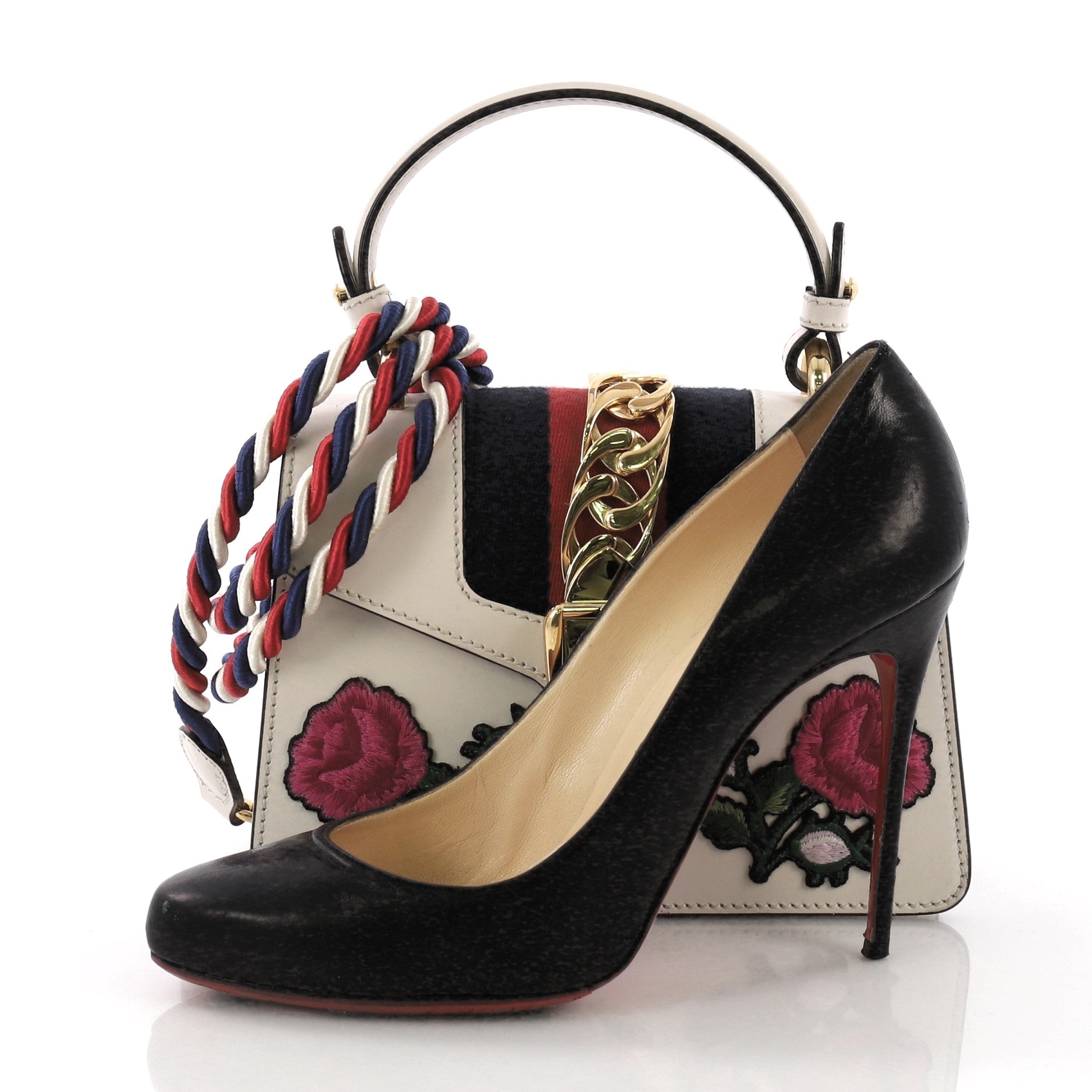 Sylvie Top Handle Bag Embroidered Leather Mini