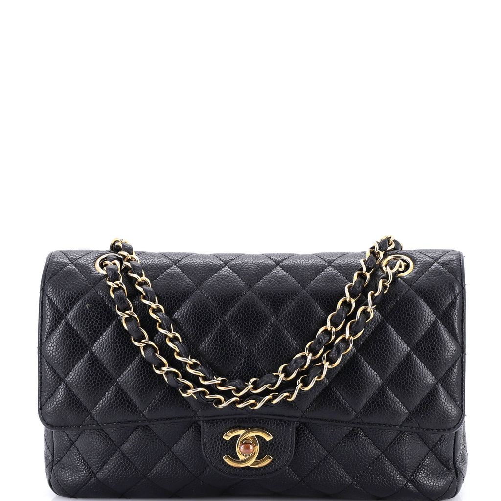 Classic Double Flap Bag Quilted Caviar Medium