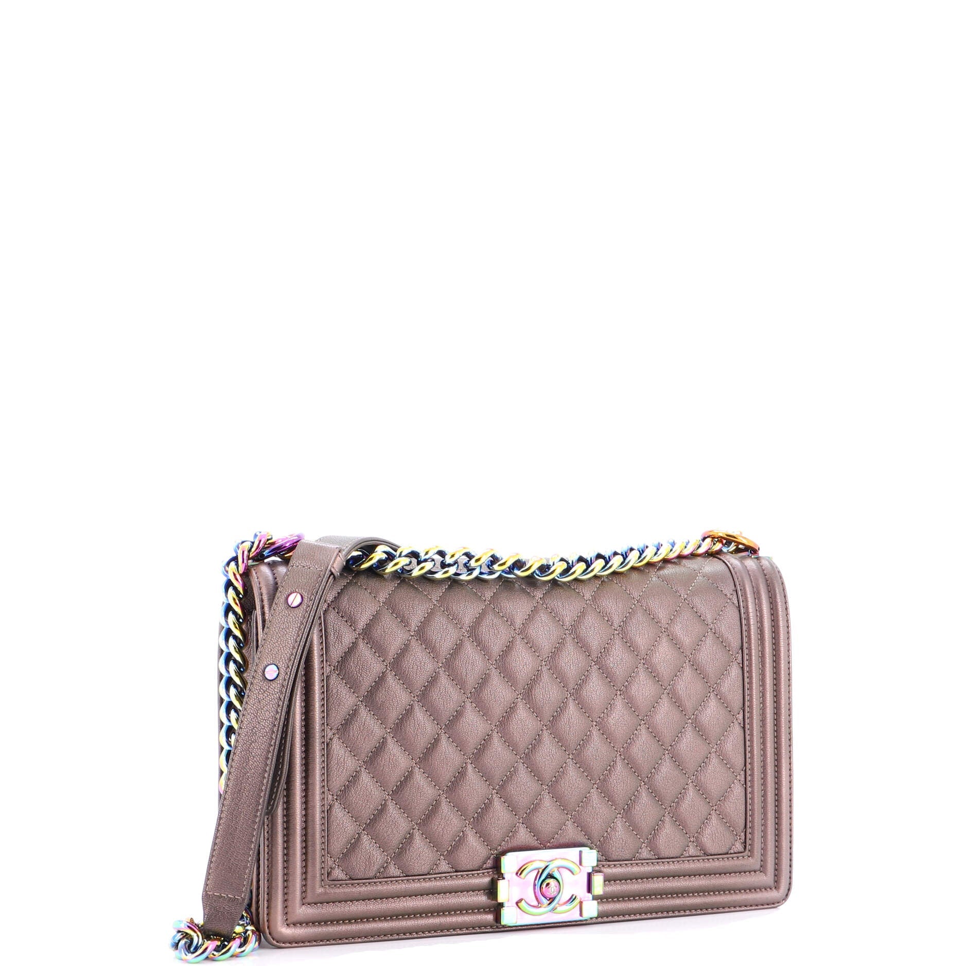Boy Flap Bag Quilted Iridescent Goatskin New Medium