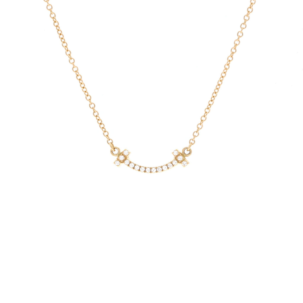 T Smile Pendant Necklace 18K Yellow Gold with Diamonds Mini