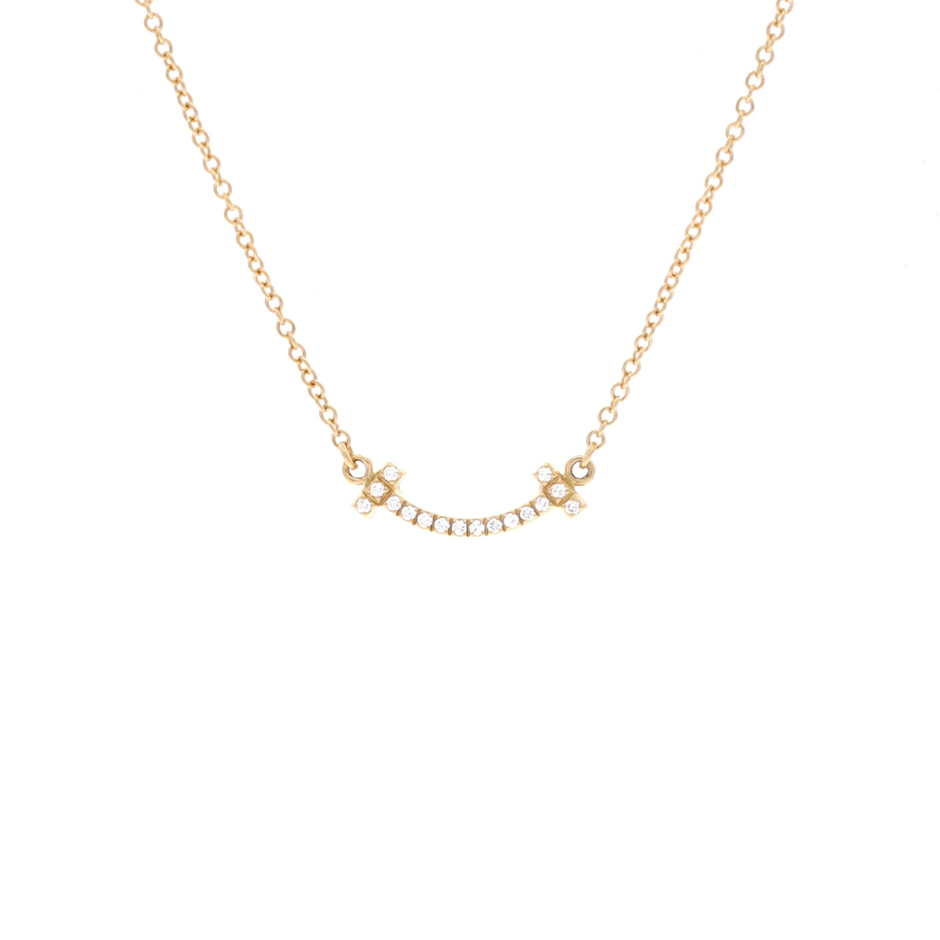 T Smile Pendant Necklace 18K Yellow Gold with Diamonds Mini