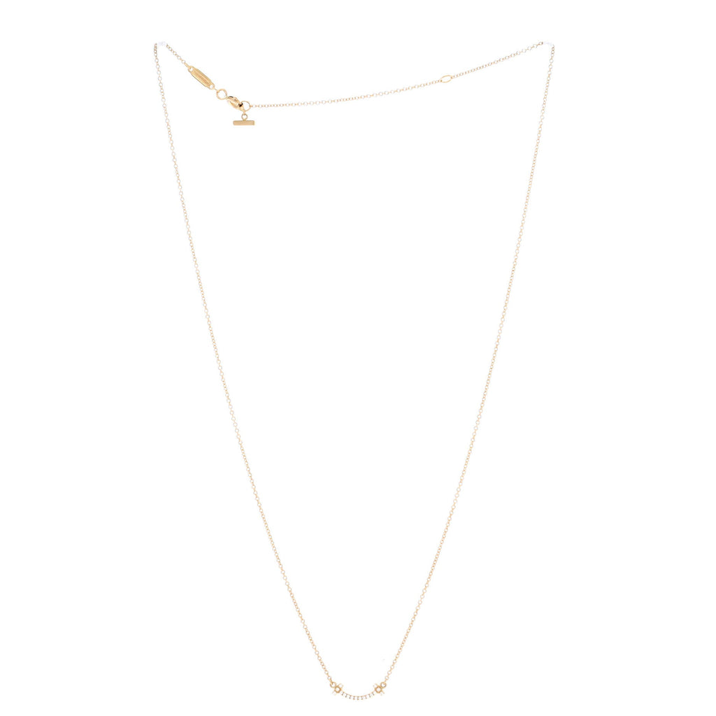 T Smile Pendant Necklace 18K Yellow Gold with Diamonds Mini