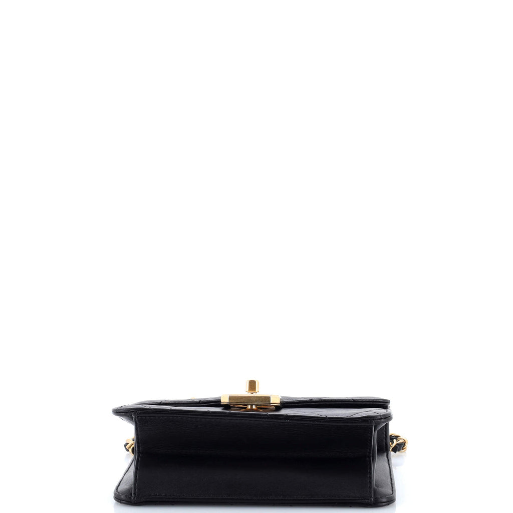 Crystal Geometric Frame CC Flap Bag Quilted Calfskin Mini
