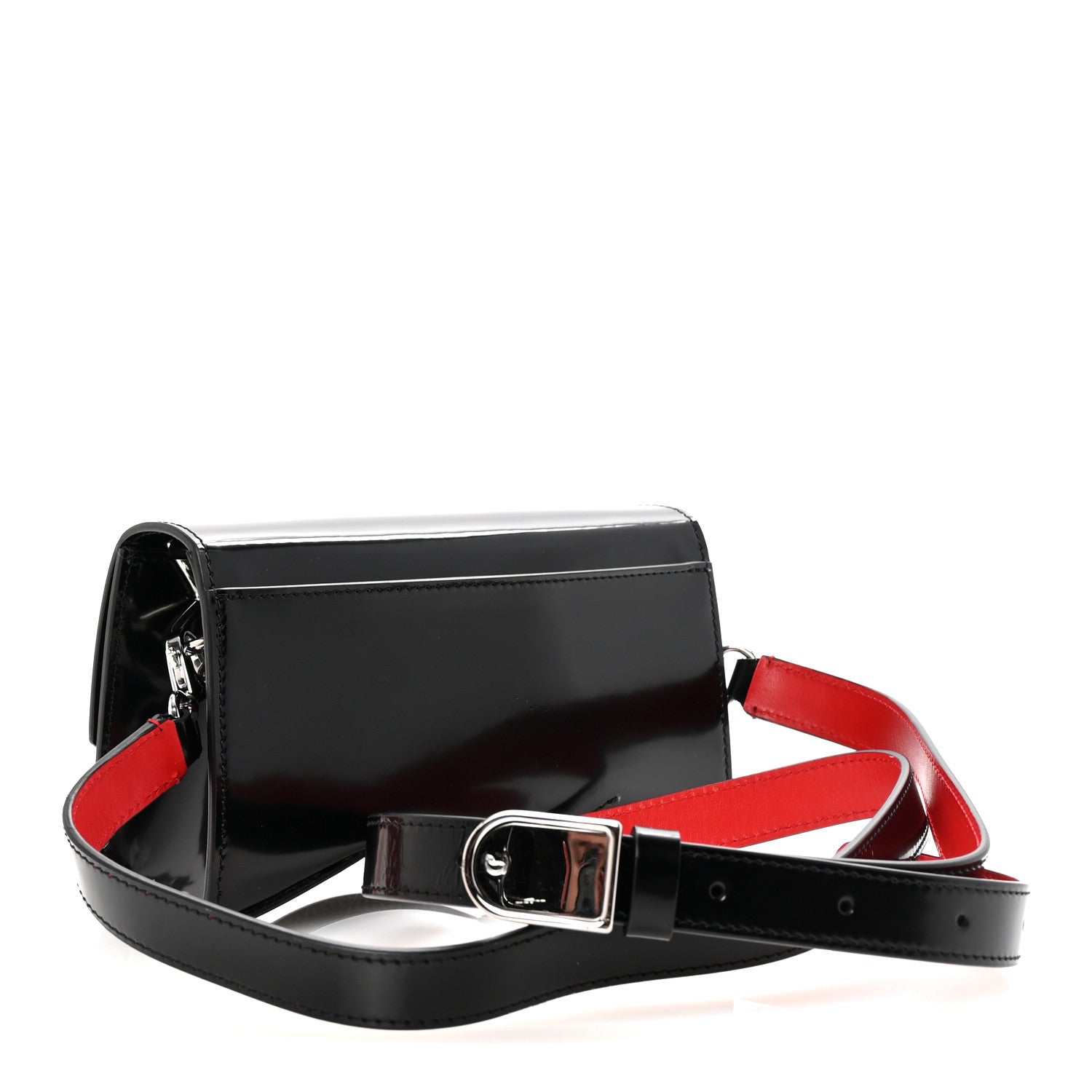 Patent Calfskin Strass Small Loubi54 Crossbody Clutch Black