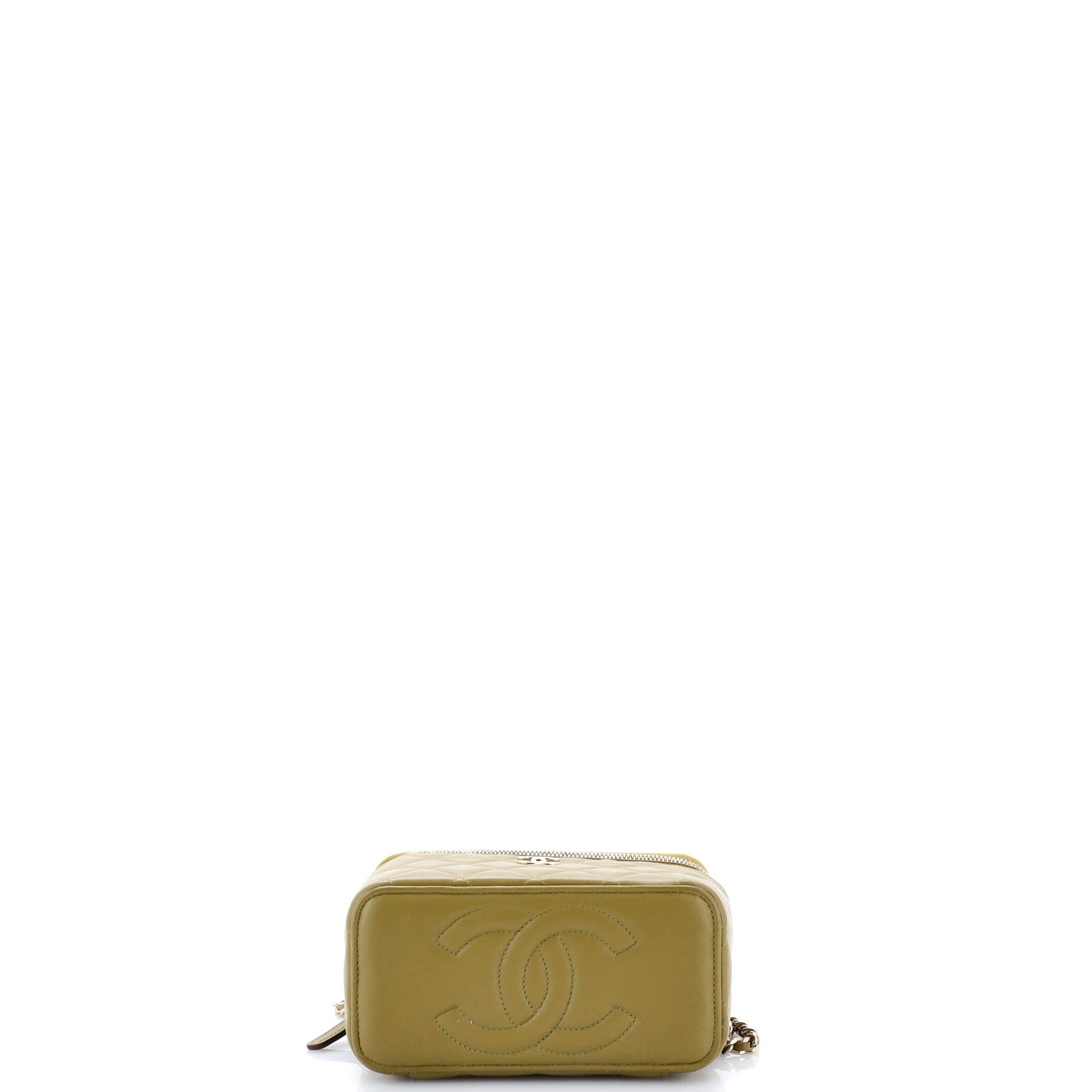 Classic Top Handle Vanity Case with Chain Quilted Lambskin Small