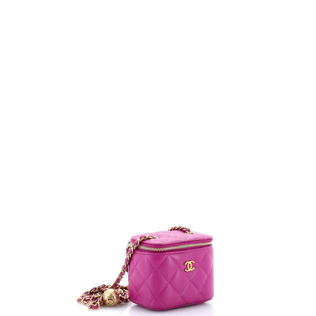 Pearl Crush Vanity Case with Chain Quilted Lambskin Mini