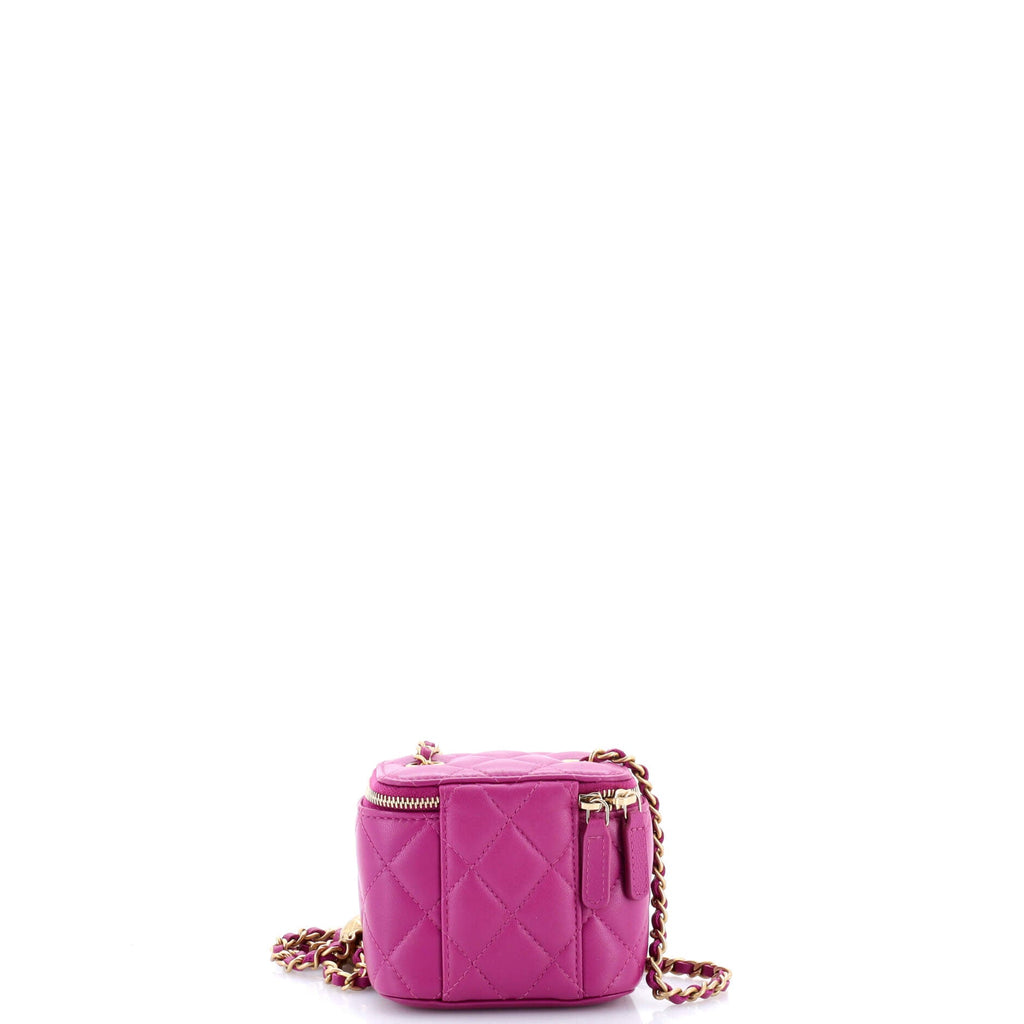 Pearl Crush Vanity Case with Chain Quilted Lambskin Mini