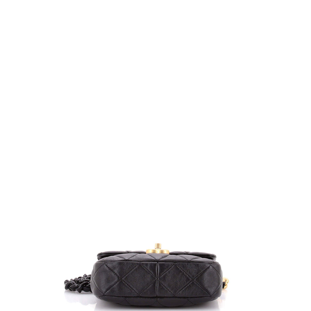 Lacquered Metal CC Flap Bag Quilted Lambskin Mini