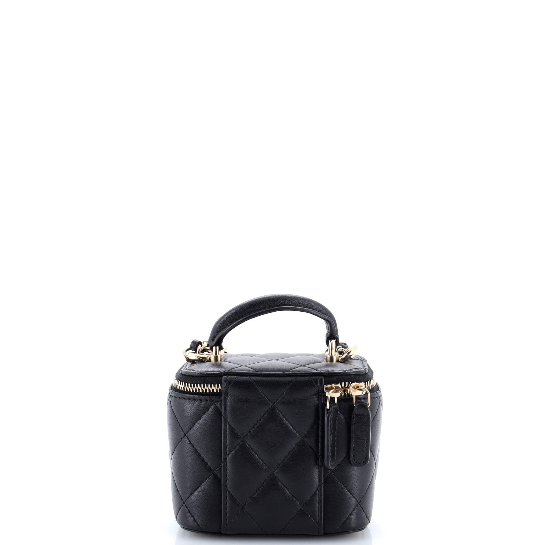 Classic Top Handle Vanity Case with Chain Quilted Lambskin Mini