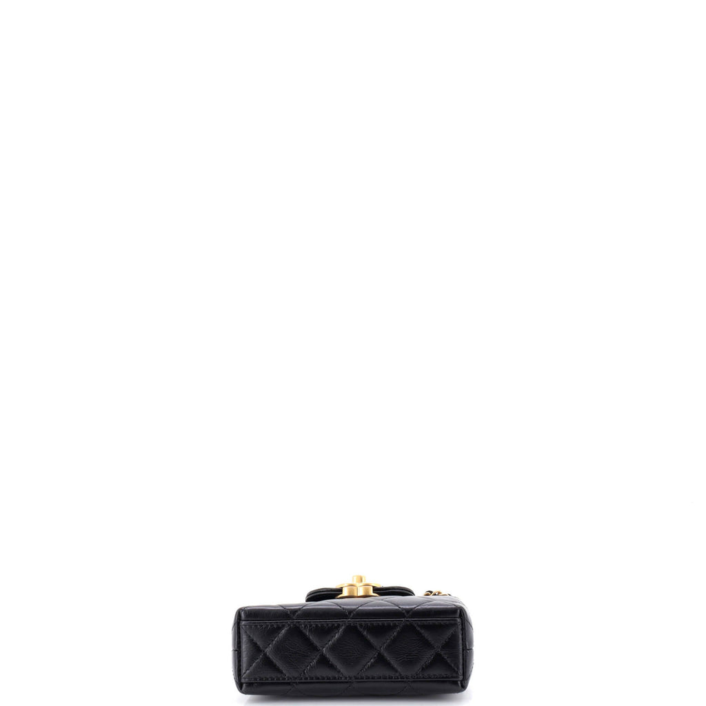 Kelly Top Handle Shopping Bag Quilted Shiny Aged Calfskin Nano