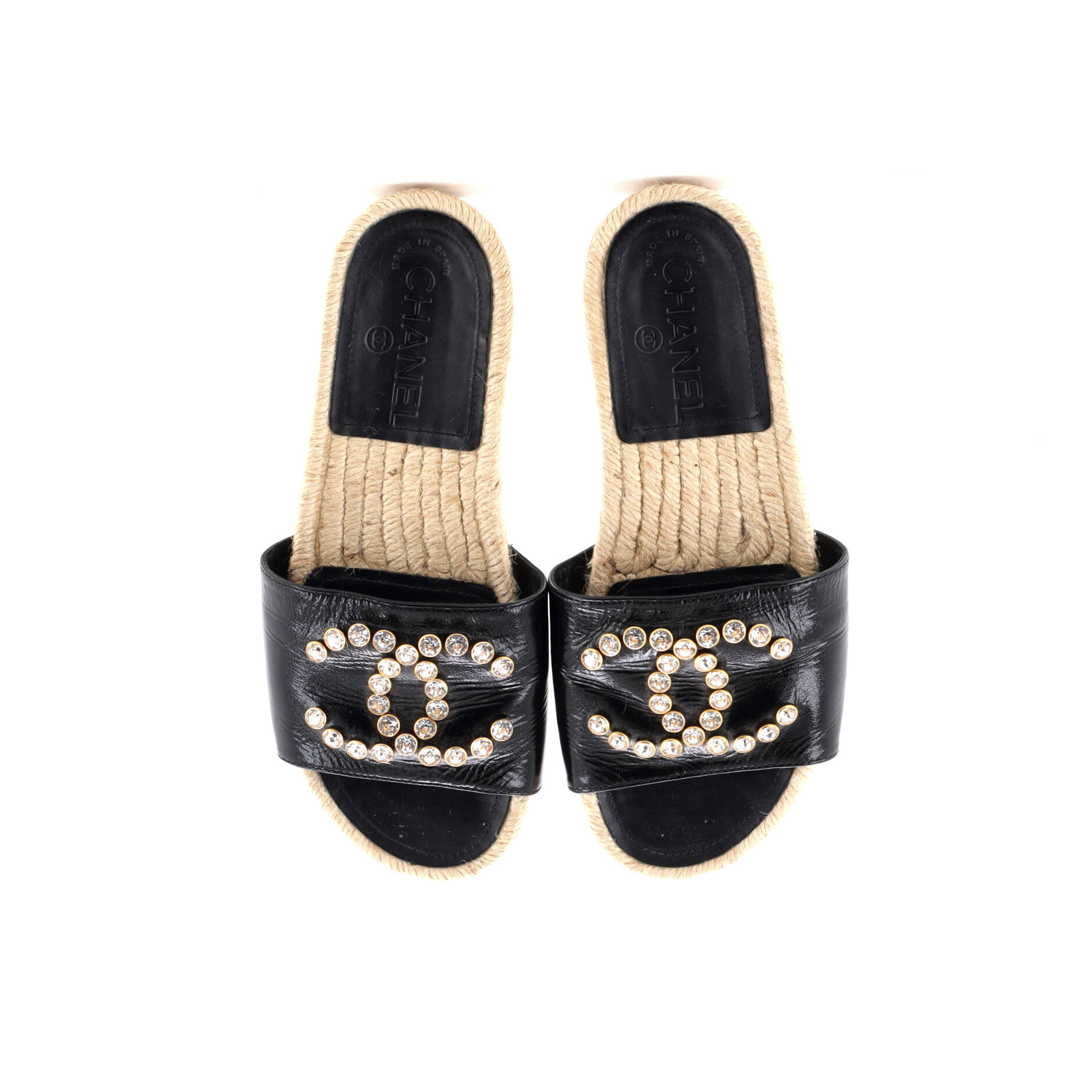 Women's CC Espadrille Slide Sandals Embellished Leather