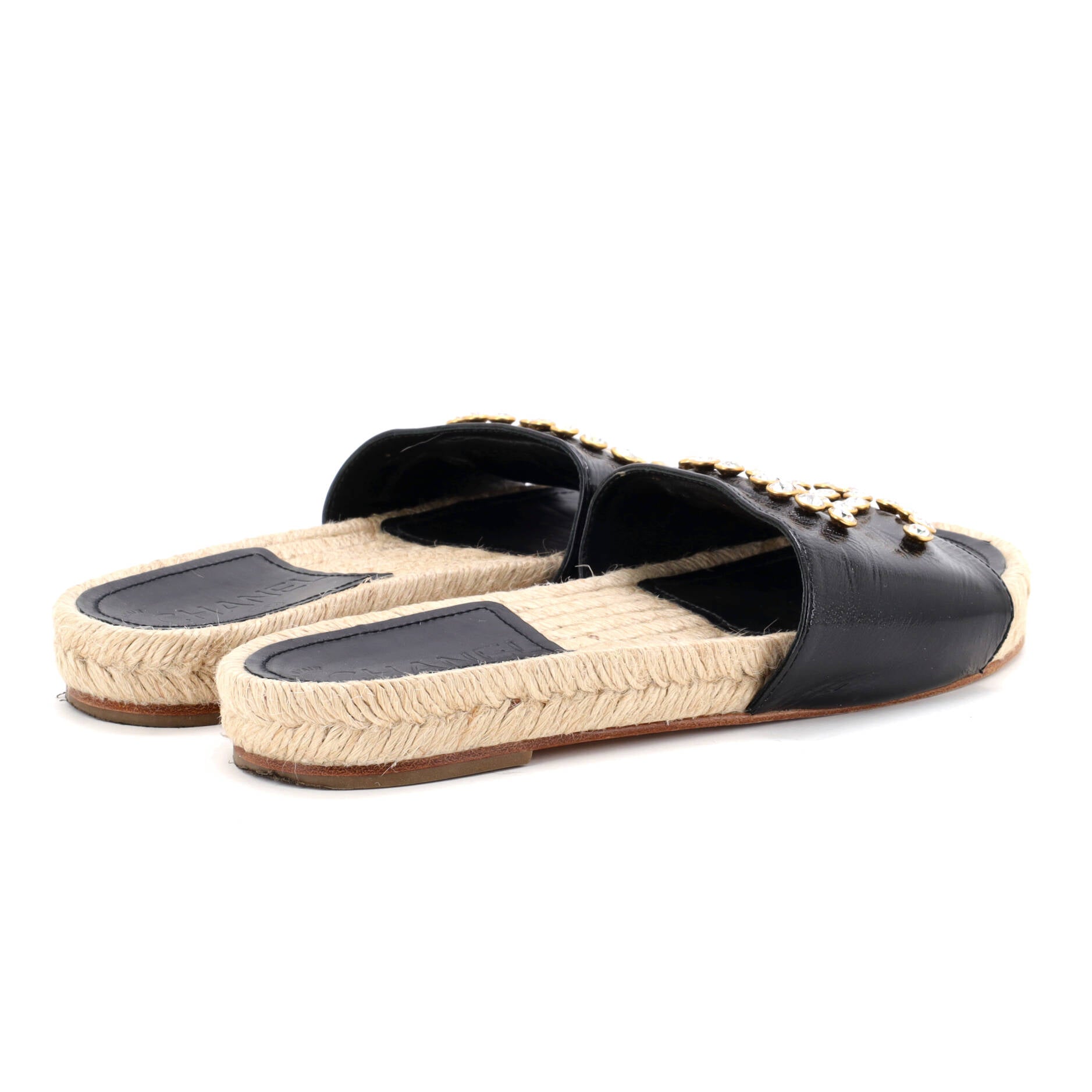 Women's CC Espadrille Slide Sandals Embellished Leather