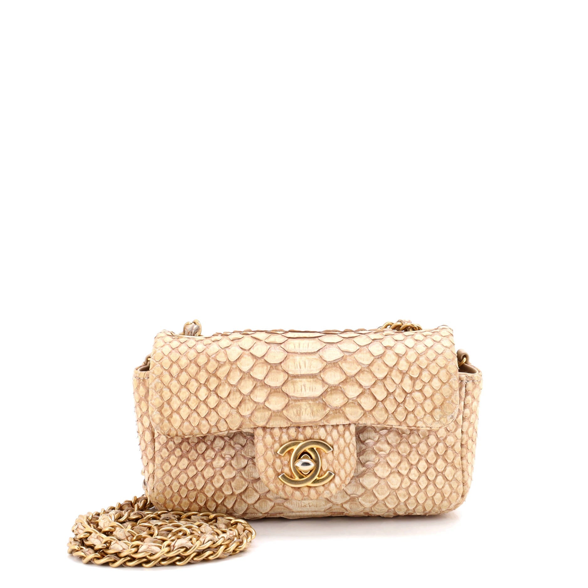 Classic Single Flap Bag Python Extra Mini