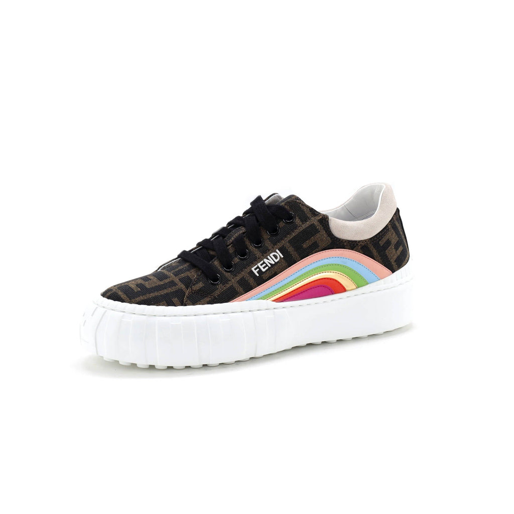 Women's Force Rainbow Low-Top Sneakers Zucca Jacquard with Leather