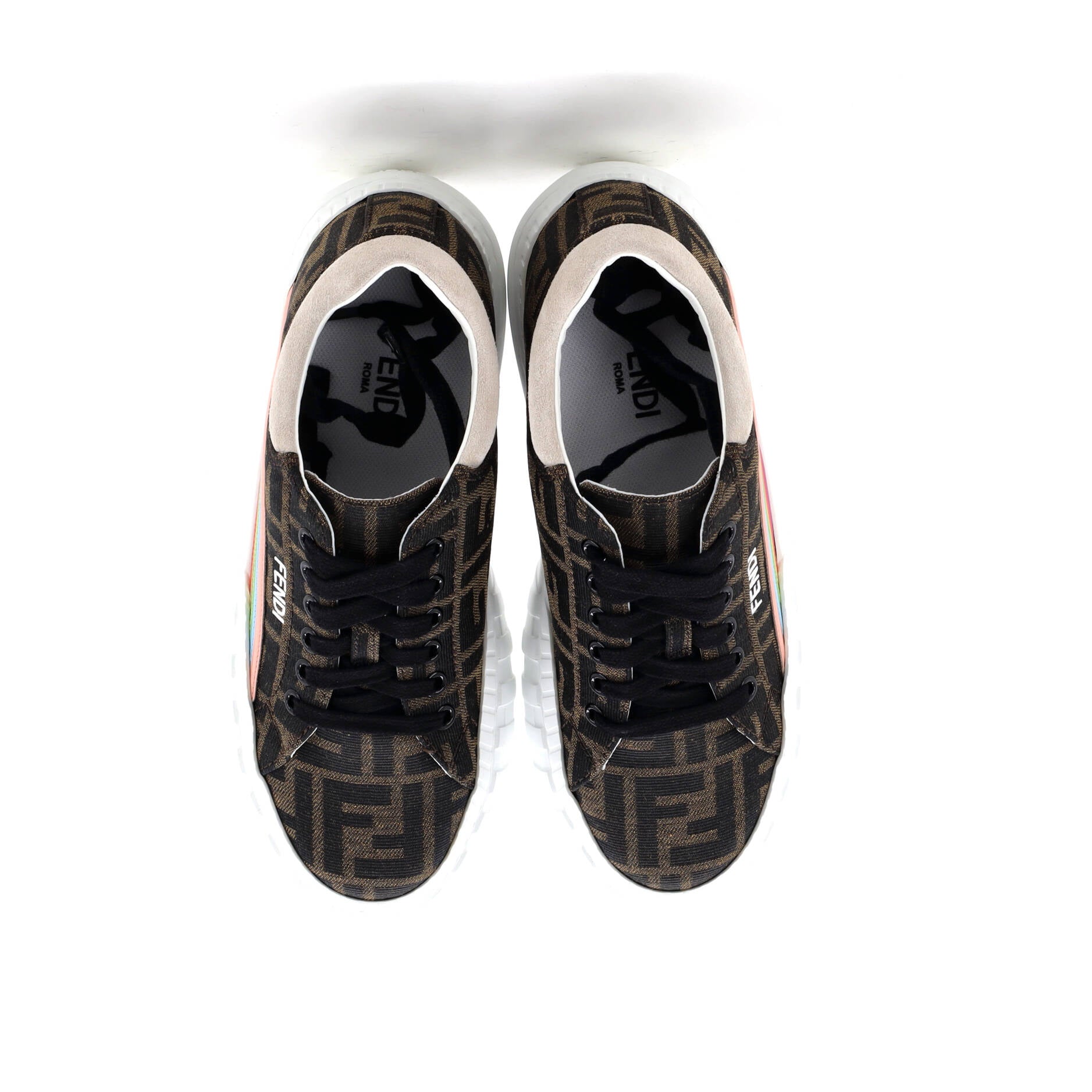 Women's Force Rainbow Low-Top Sneakers Zucca Jacquard with Leather