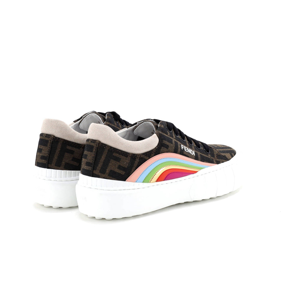 Women's Force Rainbow Low-Top Sneakers Zucca Jacquard with Leather