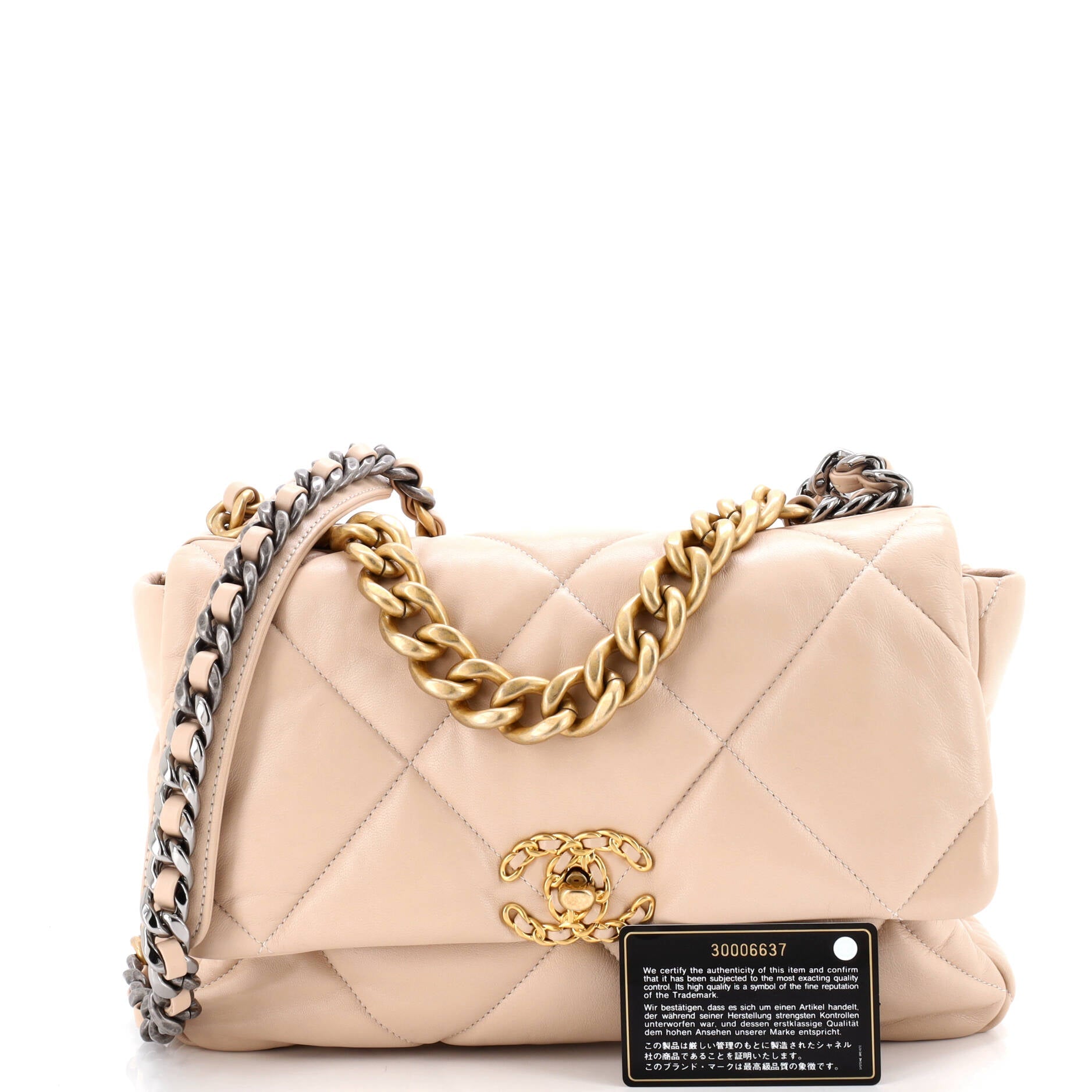 19 Flap Bag Quilted Leather Large