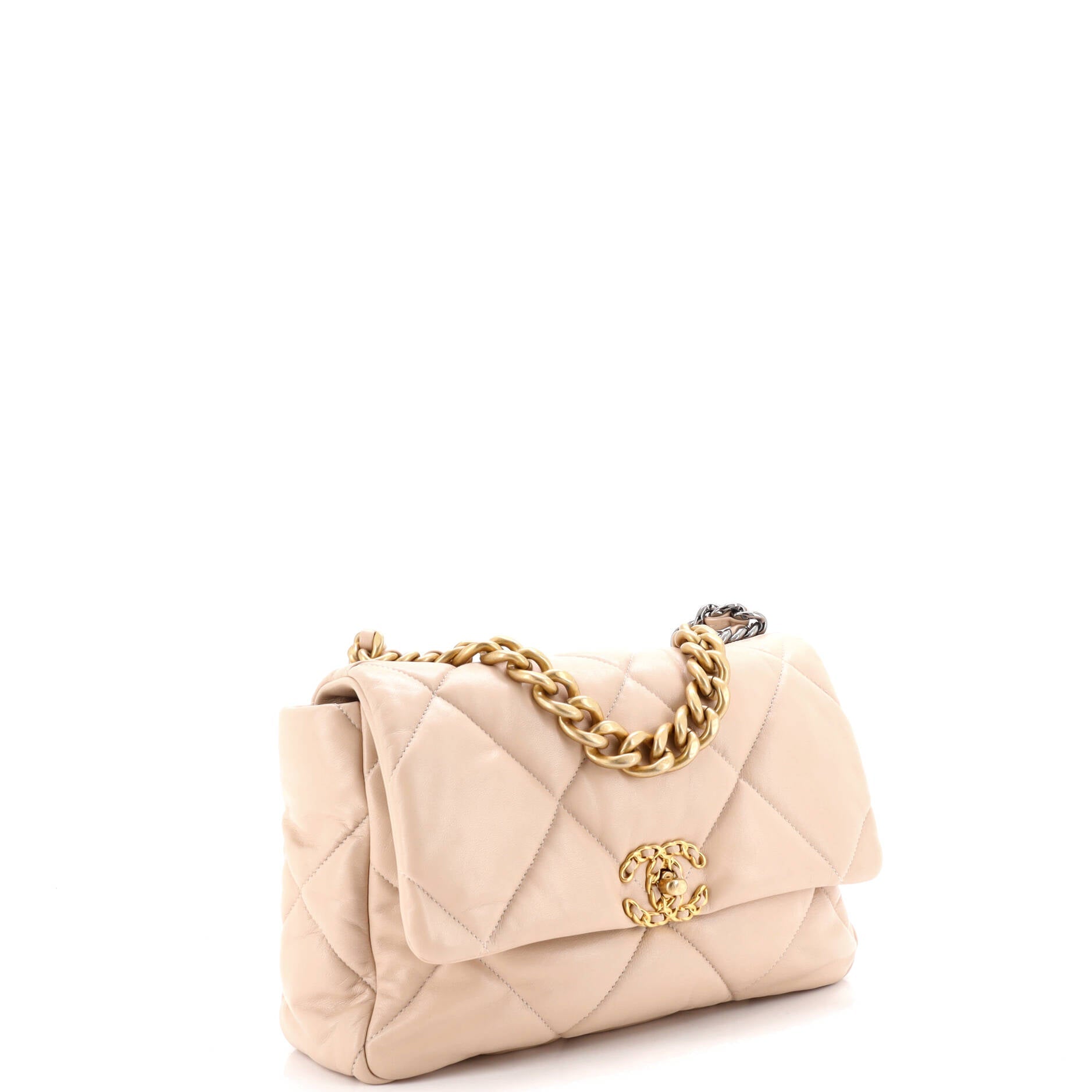 19 Flap Bag Quilted Leather Large