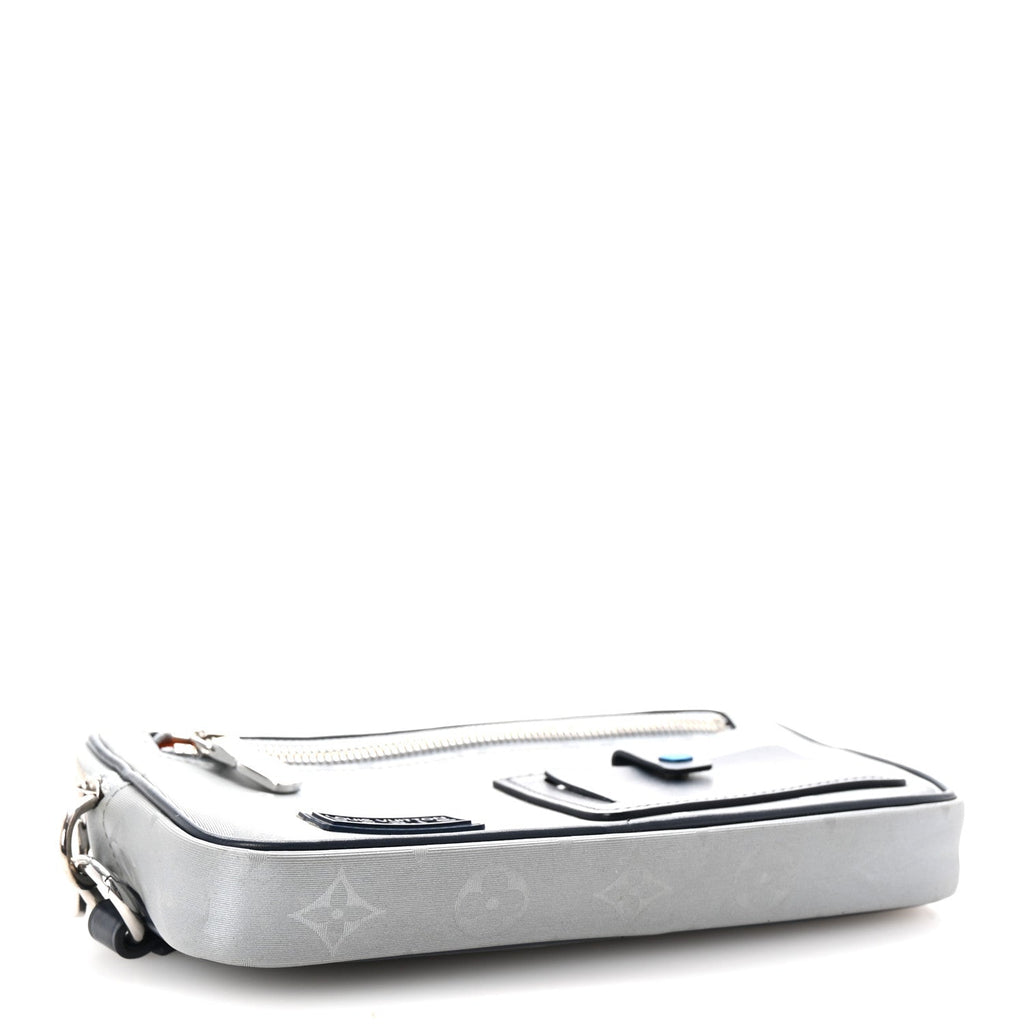 Monogram Satellite Alpha Clutch Silver
