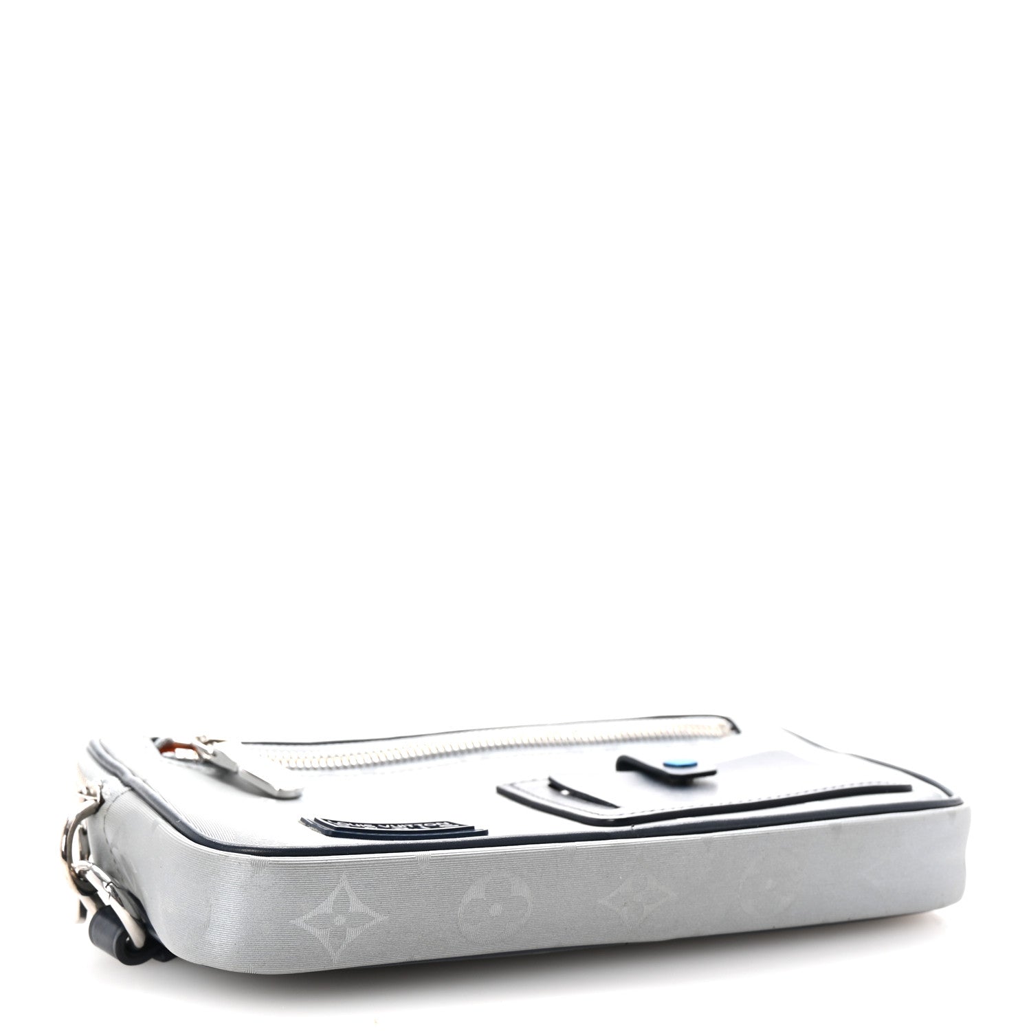 Monogram Satellite Alpha Clutch Silver