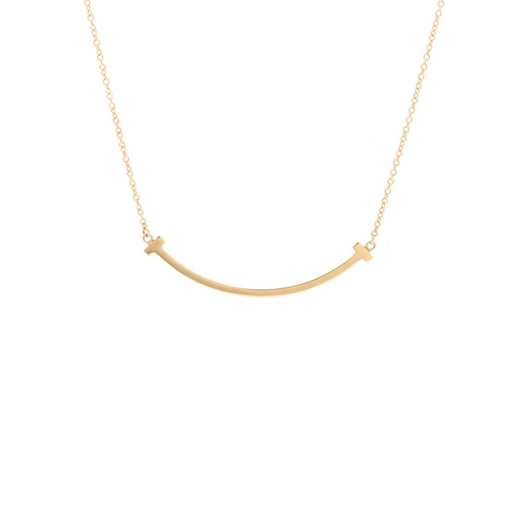 T Smile Pendant Necklace 18K Yellow Gold Small