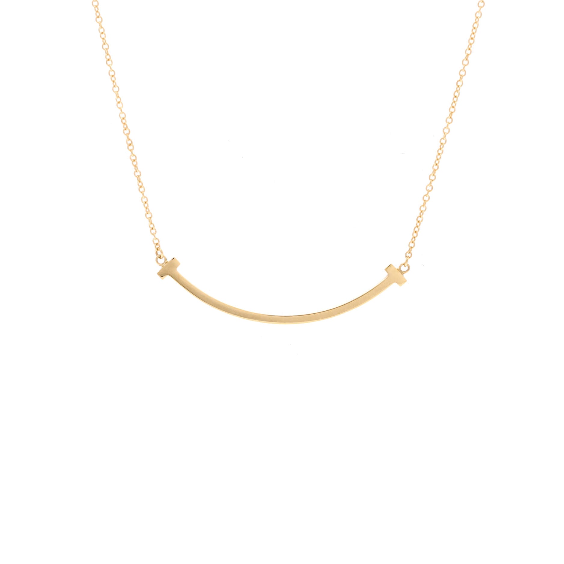 T Smile Pendant Necklace 18K Yellow Gold Small