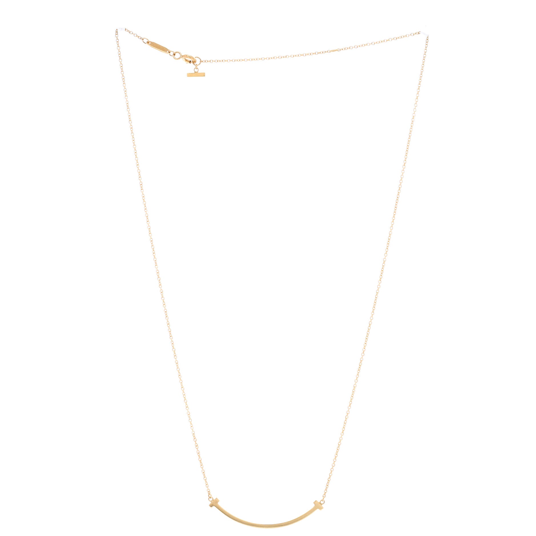 T Smile Pendant Necklace 18K Yellow Gold Small