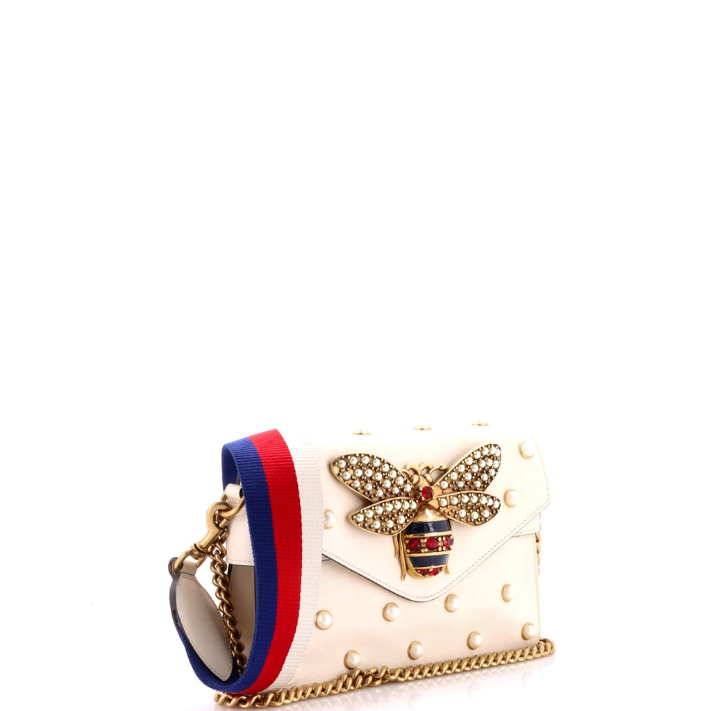 Broadway Pearly Bee Shoulder Bag Embellished Leather Mini