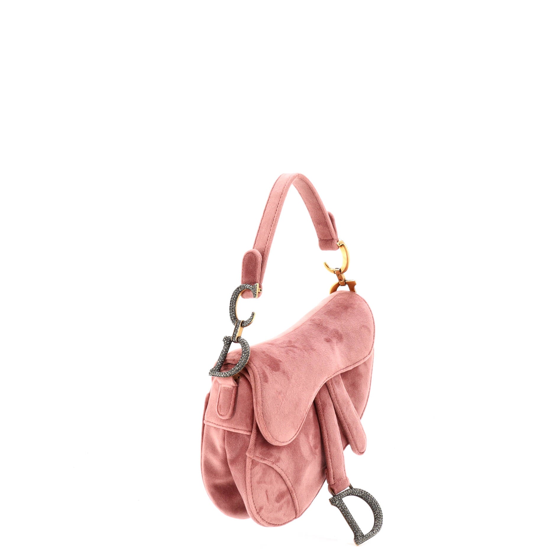 Saddle Handbag Velvet with Crystals Mini