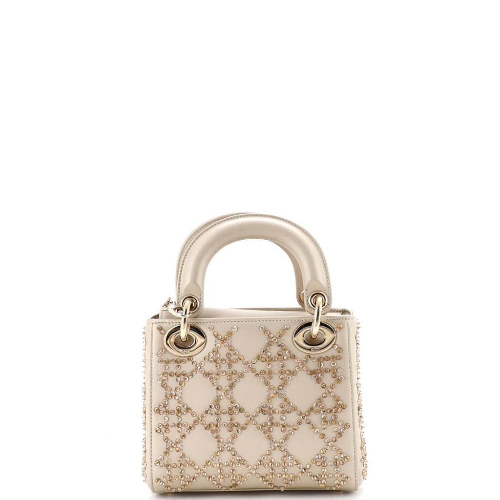 Lady Dior Chain Bag Crystal Embellished Cannage Quilt Leather Mini