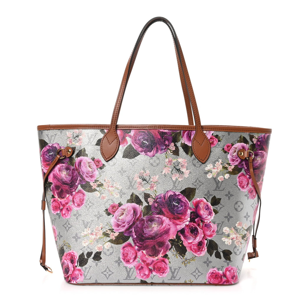 Metallic Monogram LV Garden Neverfull MM Silver