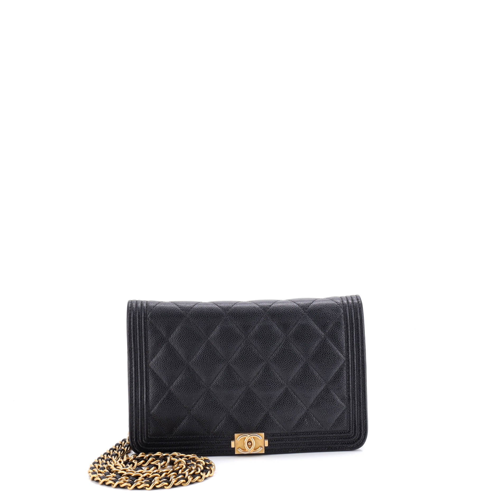 Boy Wallet on Chain Quilted Caviar