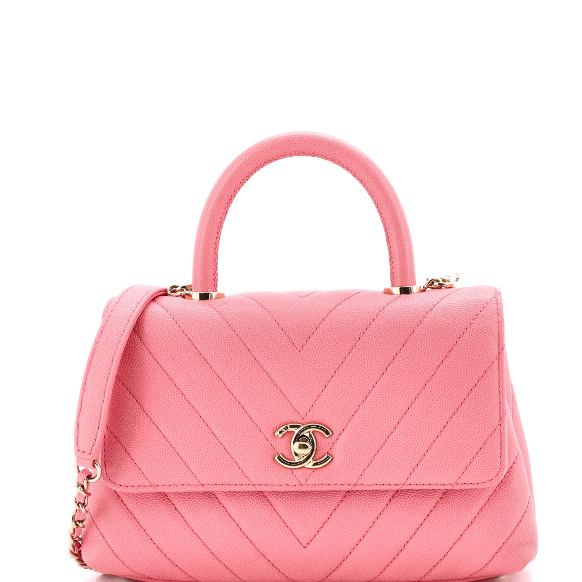 Coco Top Handle Bag Chevron Caviar Mini