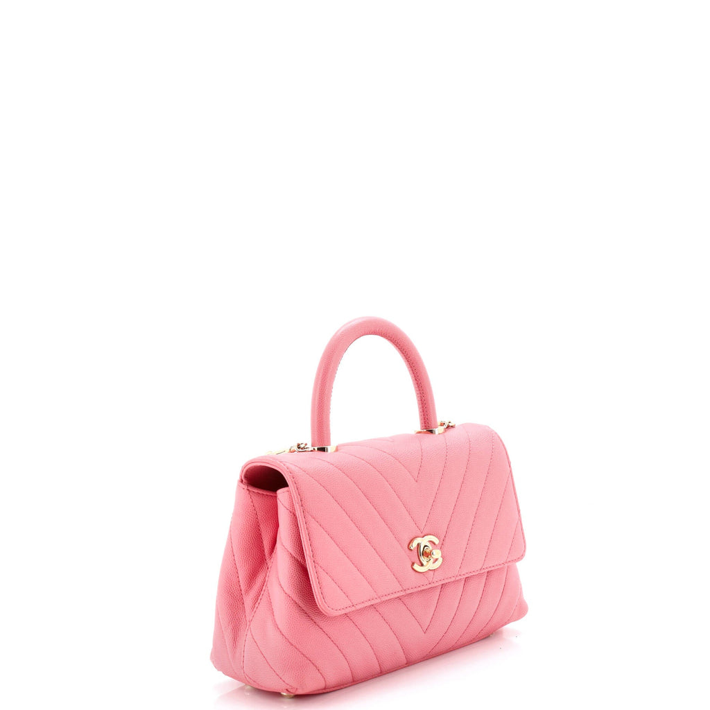 Coco Top Handle Bag Chevron Caviar Mini