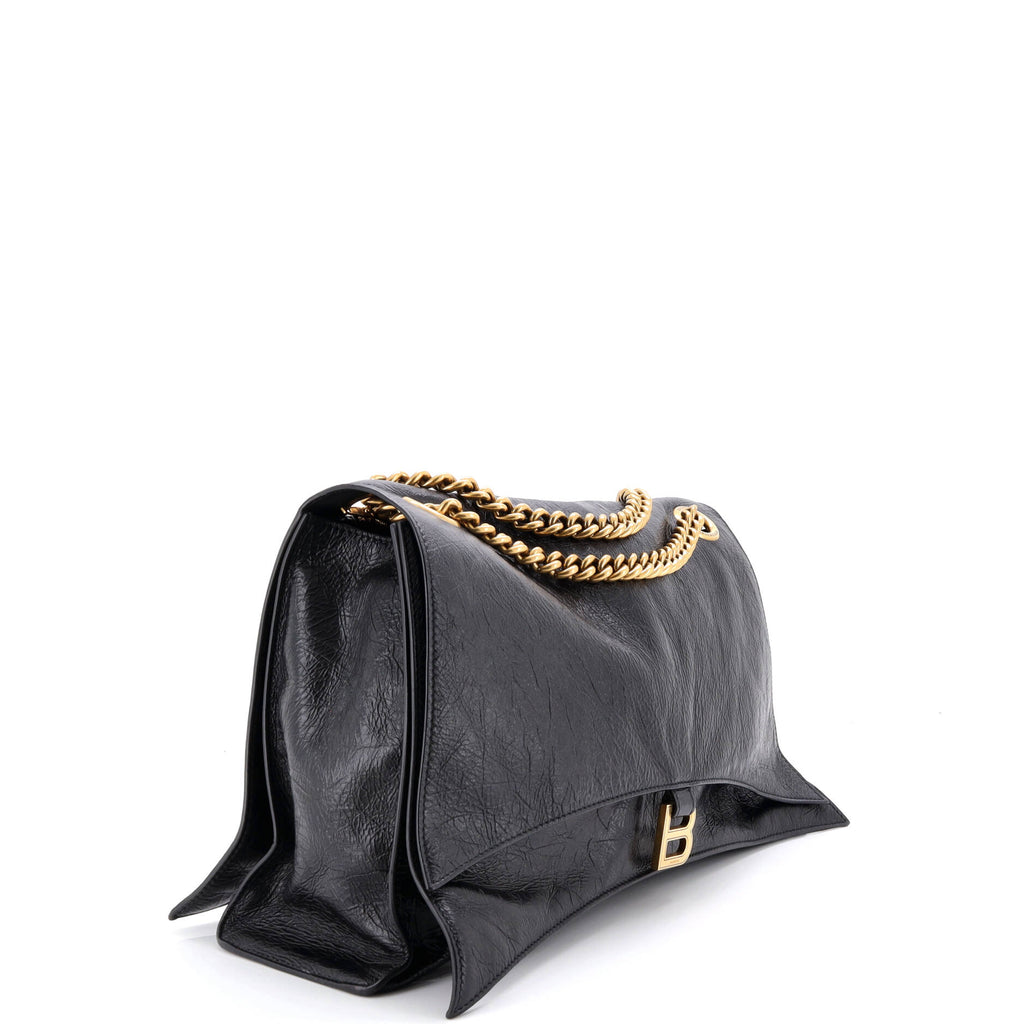 Crush Chain Flap Bag Leather Large