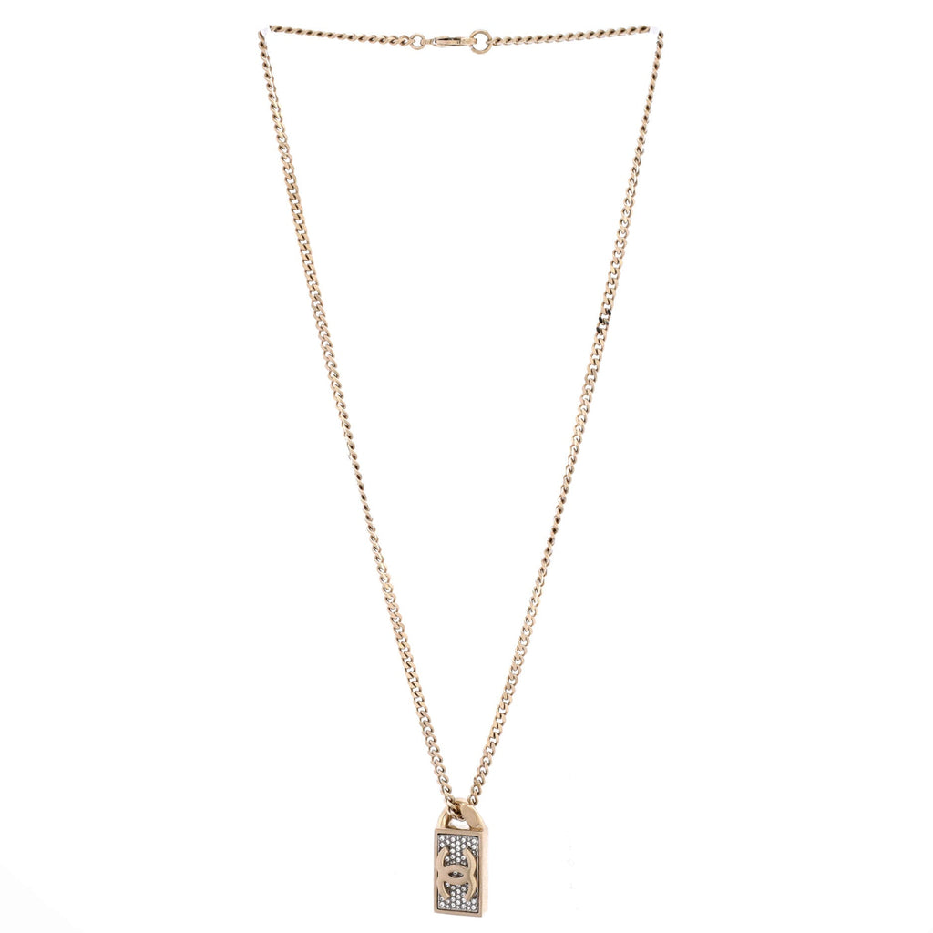 CC Dog Tag Pendant Necklace Metal with Crystals