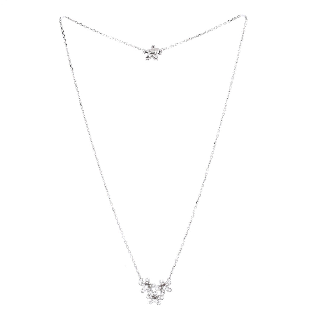 Socrate 3 Flower Pendant Necklace 18K White Gold and Diamonds