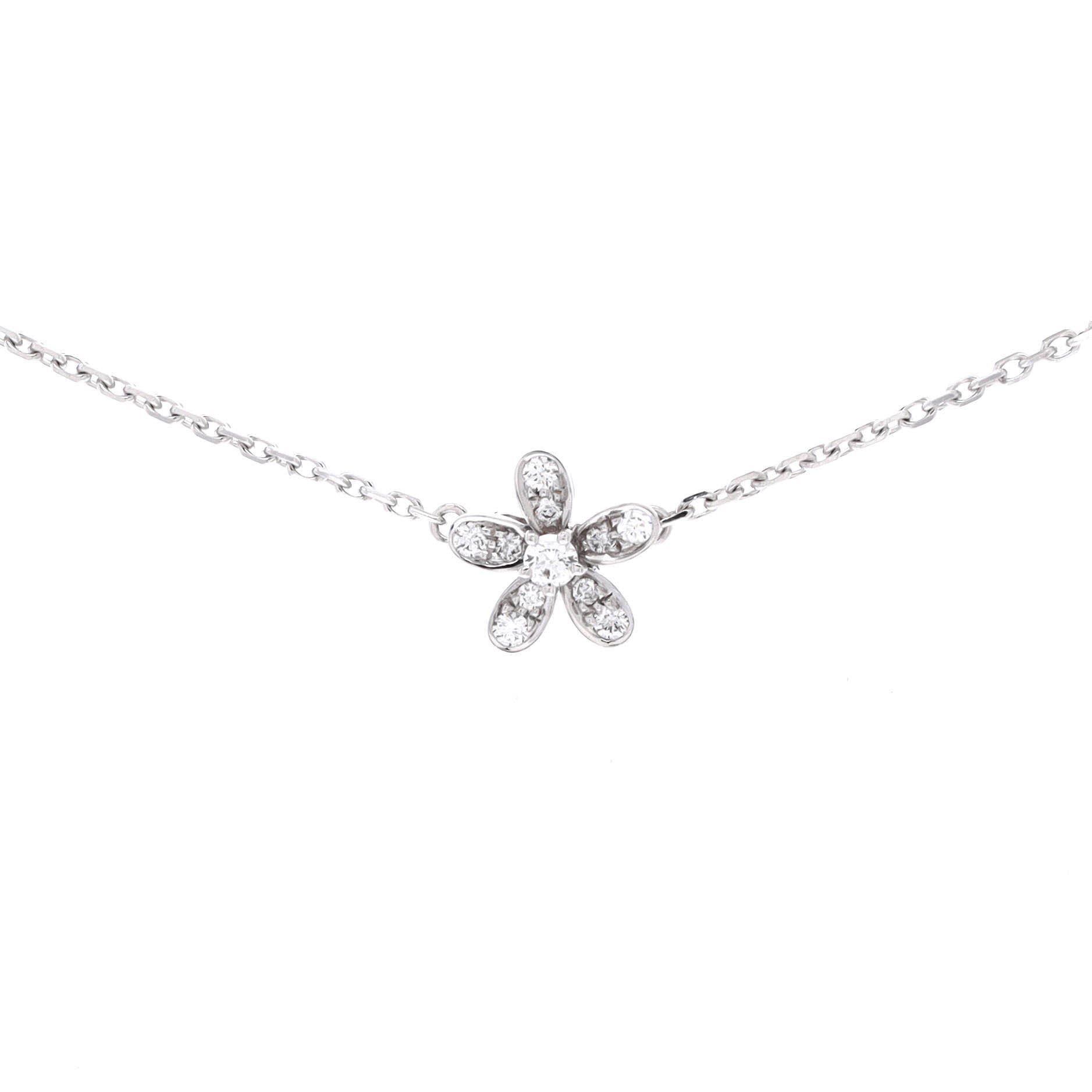Socrate 3 Flower Pendant Necklace 18K White Gold and Diamonds