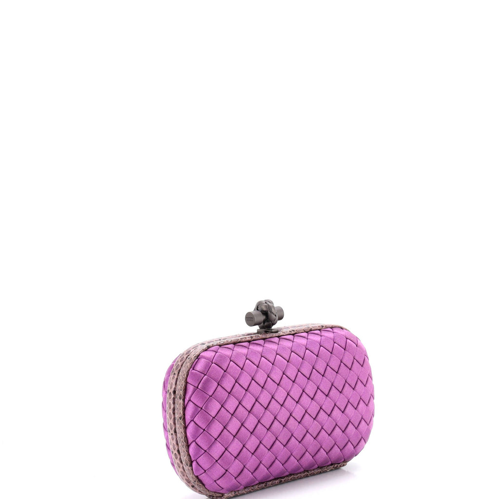 Box Knot Clutch Intrecciato Satin Small
