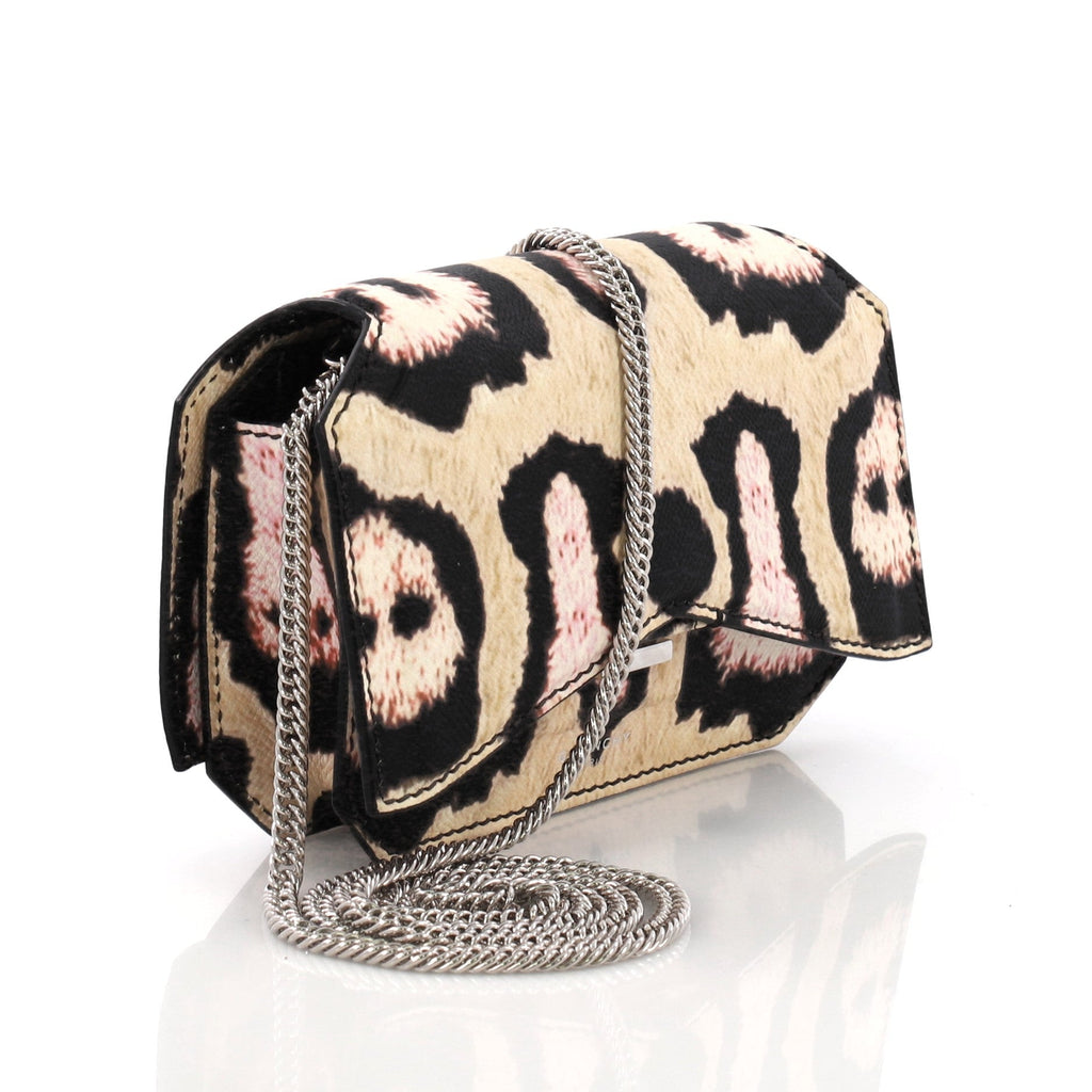 Bow Cut Chain Crossbody Bag Printed Leather Mini