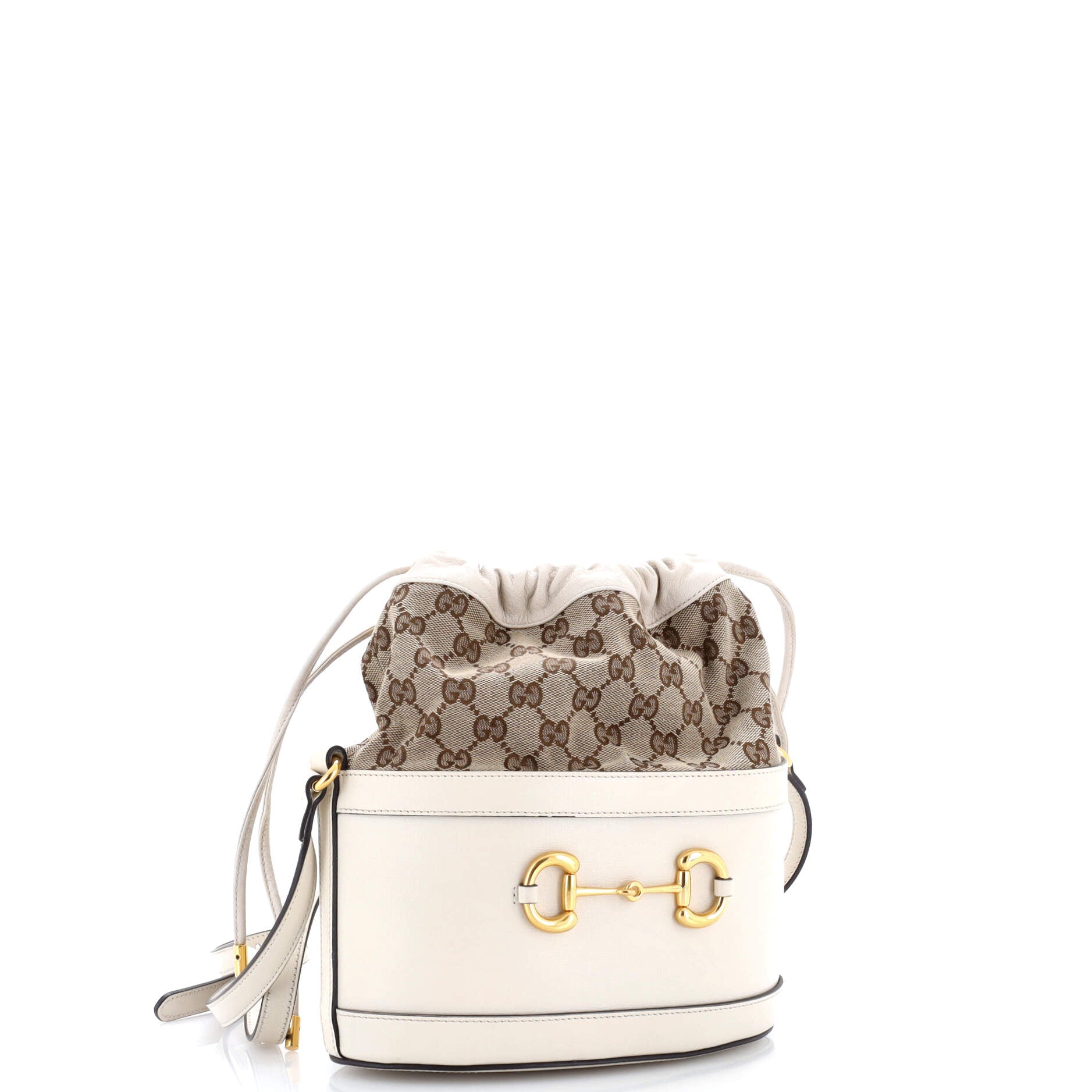 Horsebit 1955 Bucket Crossbody Bag Leather and GG Canvas Small