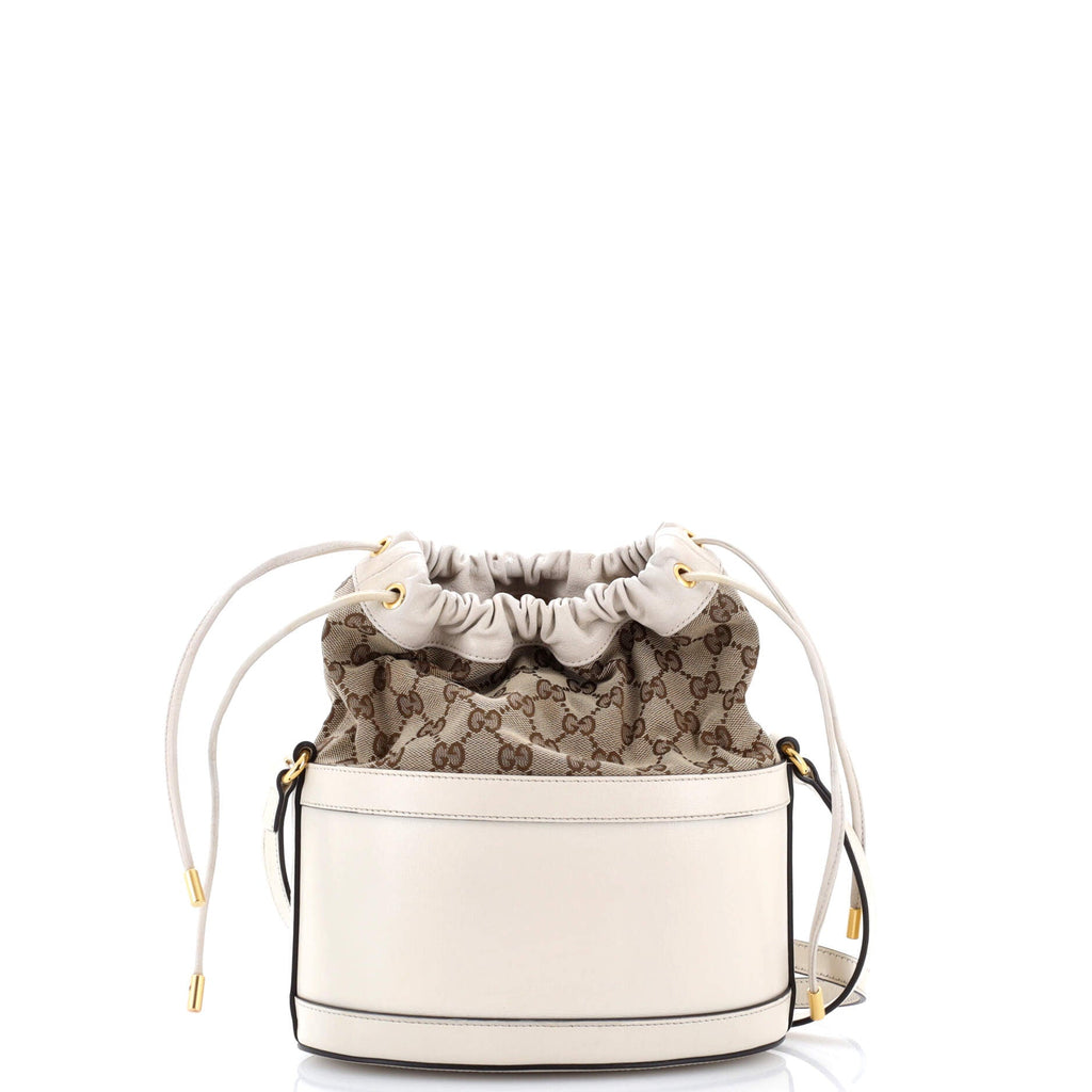 Horsebit 1955 Bucket Crossbody Bag Leather and GG Canvas Small