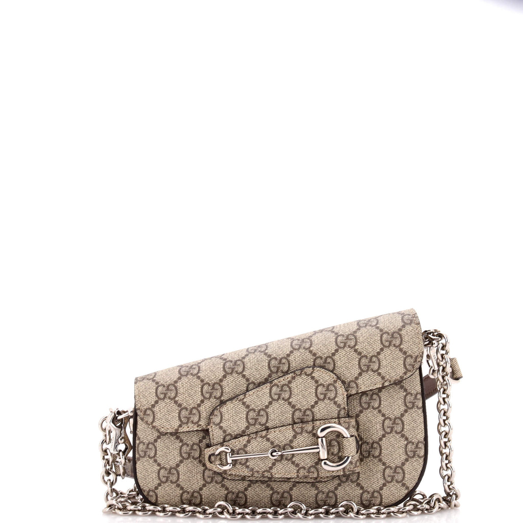Horsebit 1955 Asymmetric Shoulder Bag GG Coated Canvas Mini