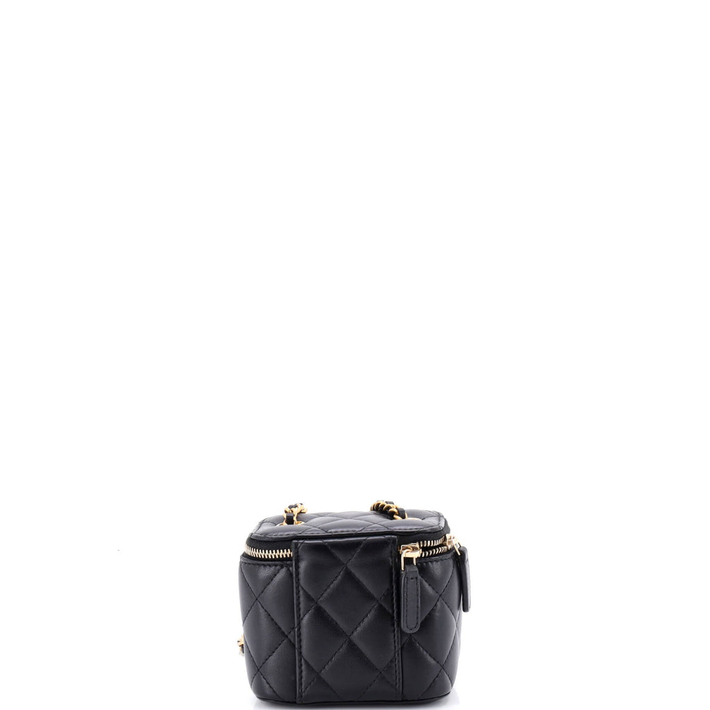 Pearl Crush Vanity Case with Chain Quilted Lambskin Mini