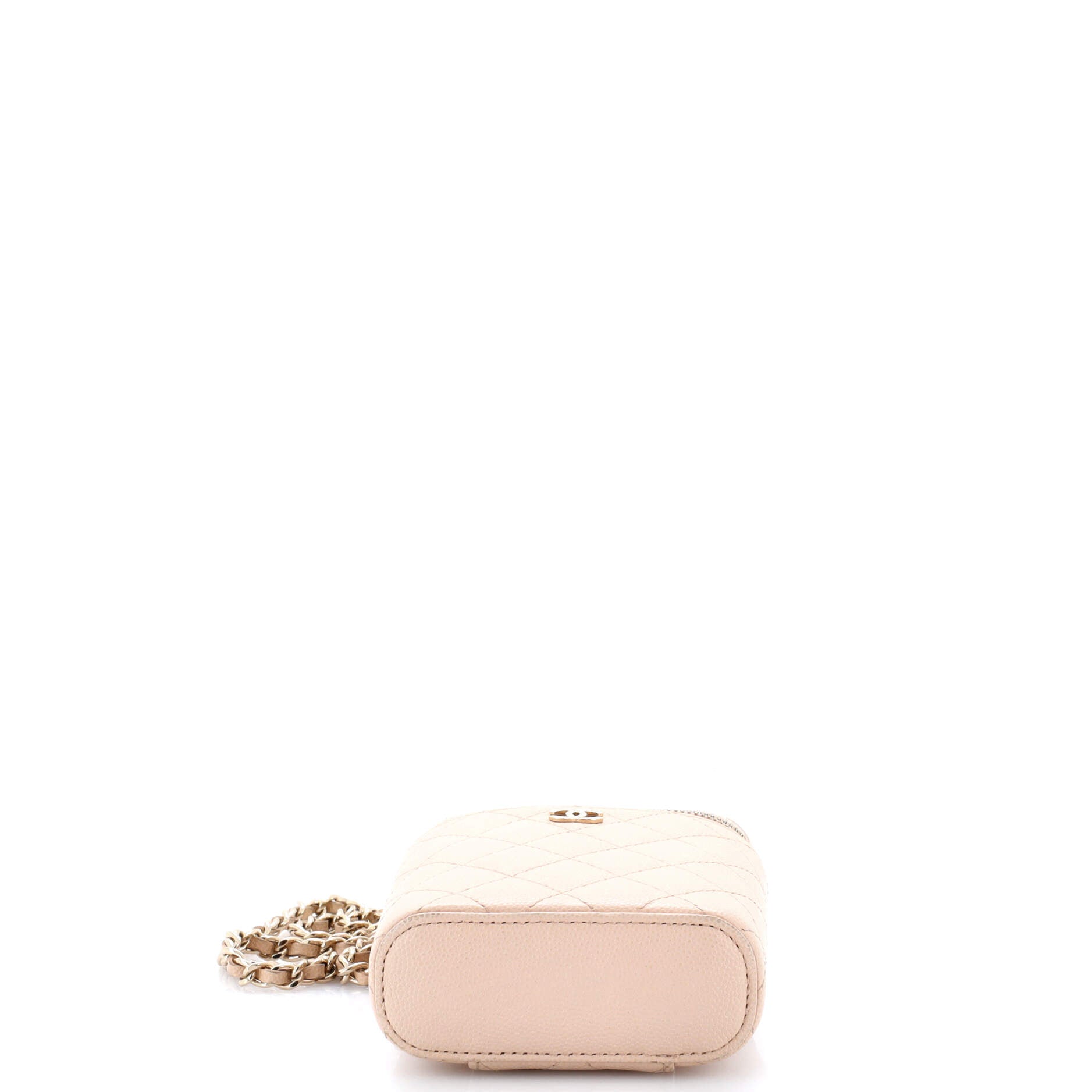 Vertical Classic Vanity Case with Chain Quilted Caviar Small